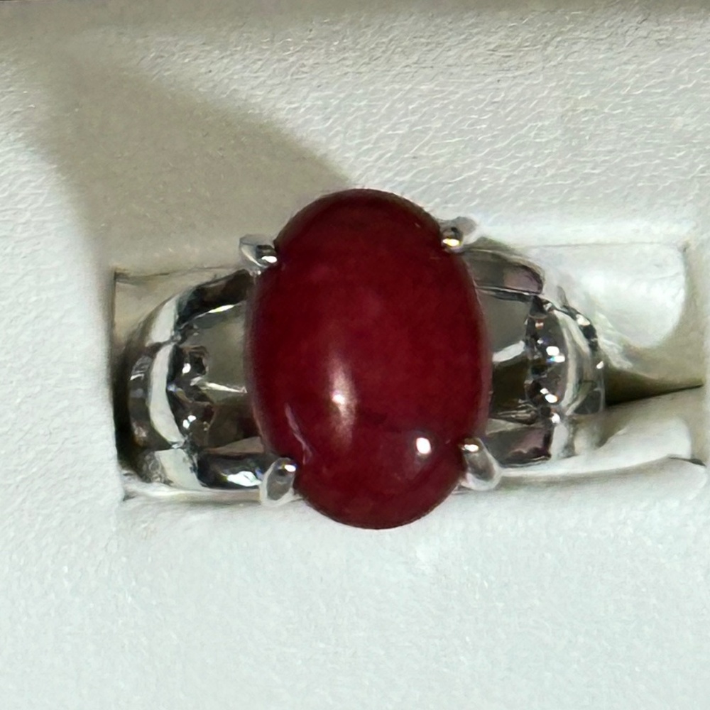 Stainless steel ring w/oval Red Crackle Quartz stone - NWOT - Picture 3 of 15